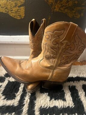 Durango Tan Leather Western Cowgirl Boots with Embroidered Shaft